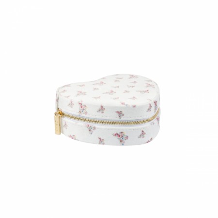 DARK Velvet Heart Jewellery Box Off White Butterfly Pattern 